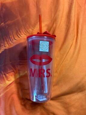 Slant Collections Red Mrs. Lips 20oz Double Wall Acrylic Tumbler with Straw